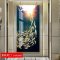 九鱼图玄关装饰画走廊过道挂画客厅酒店 鱼跃龙门(金色边框) 50*100cm晶瓷画(晶瓷工艺+金属框)统一发金色边框(需