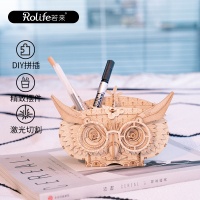 若态若来创意桌面摆件 diy立体木质拼插拼图造物集儿童益智男孩女孩手工制作拼装模型玩具 TG405酷·盒-猫头鹰收纳盒