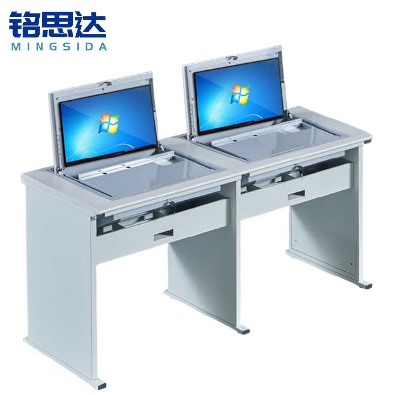 铭思达翻转电脑桌双人位张高清大图