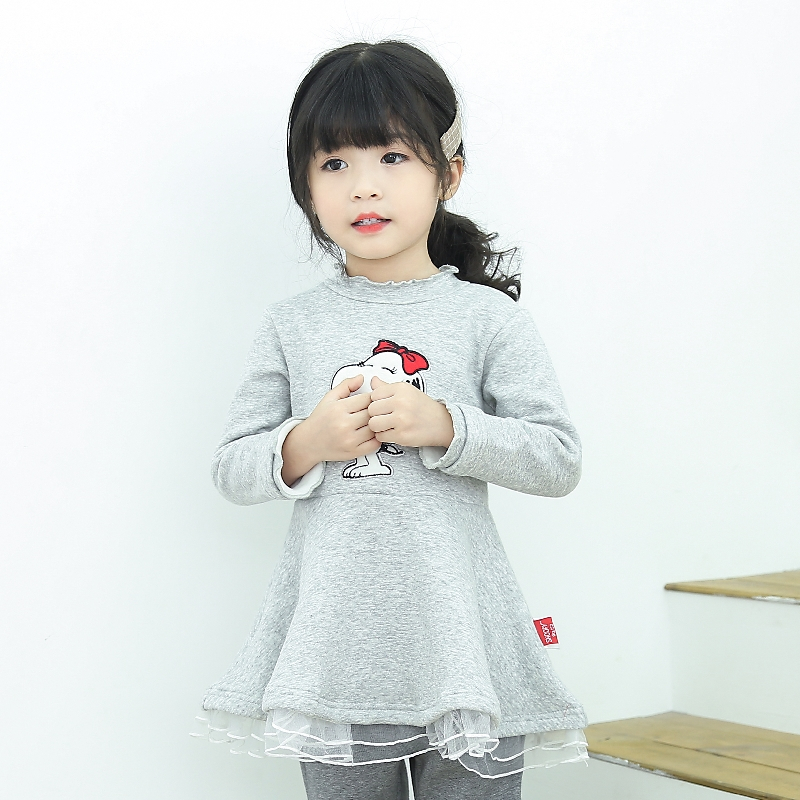史努比(SNOOPY)女童卫衣裙秋冬款加绒连衣裙子90-140cm
