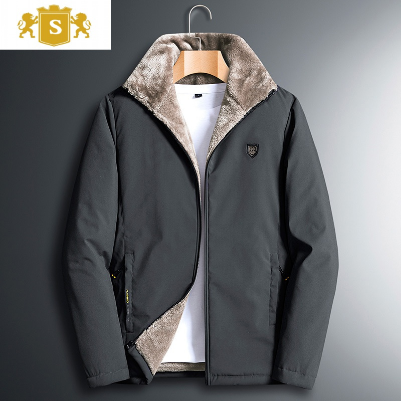 suntek超轻超厚休闲冬装加绒外套男中老年人男装上装秋冬夹克上衣爸爸