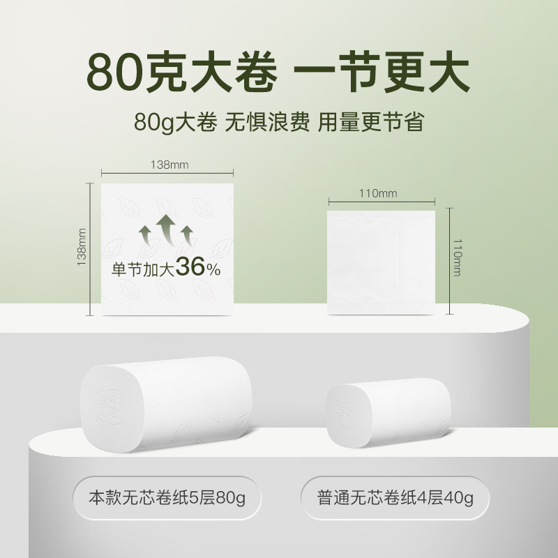 蓝漂 绿野森林系列实芯卷纸10卷装高清大图