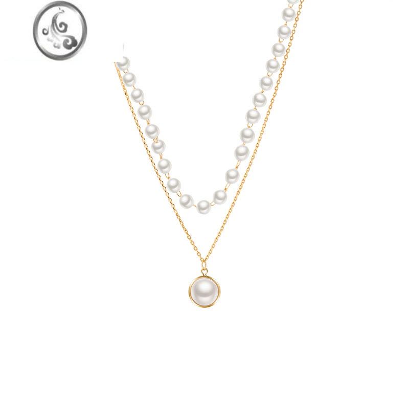 JiMi小众设计感高级双层珍珠项链女款轻奢时尚气质2023新款锁骨链图片