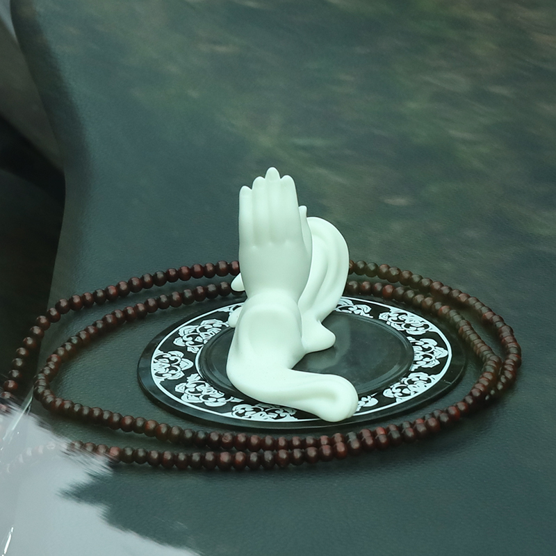 陶瓷和谐车载摆件佛手观音手汽车摆件车内装饰用品佛像三维工匠上釉送