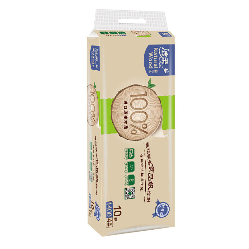 洁柔低白度卫生纸(自然木有芯)135g*12