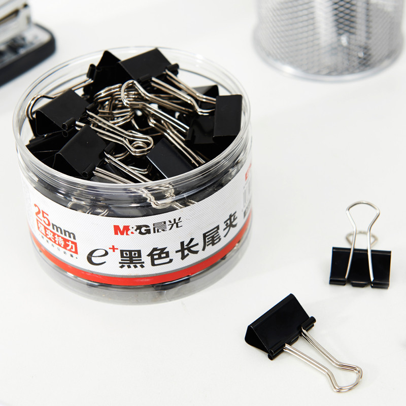 晨光(M&G)ABS92735 长尾夹Eplus25mm(筒装)黑色 4# 3盒装高清大图
