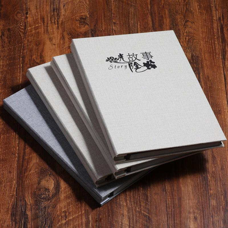 相册diy手工自粘式创意情侣家庭爱情浪漫纪念册简约影集成长记录 三维工匠 16寸灰麻-光阴故事