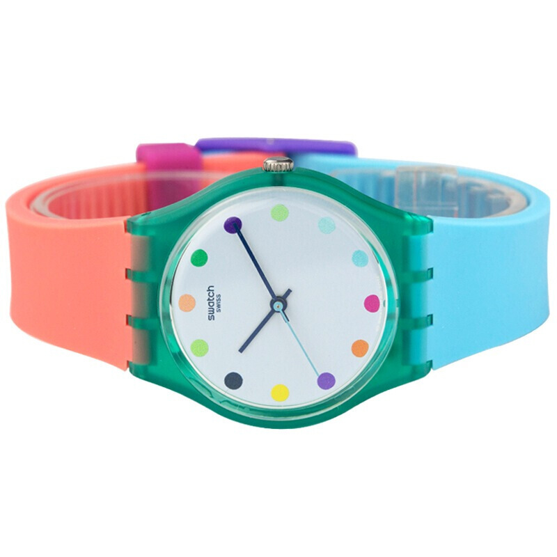 斯沃琪(SWATCH)手表 撞色设计 树脂表带 石英男女通用表 糖果 殿堂GG219