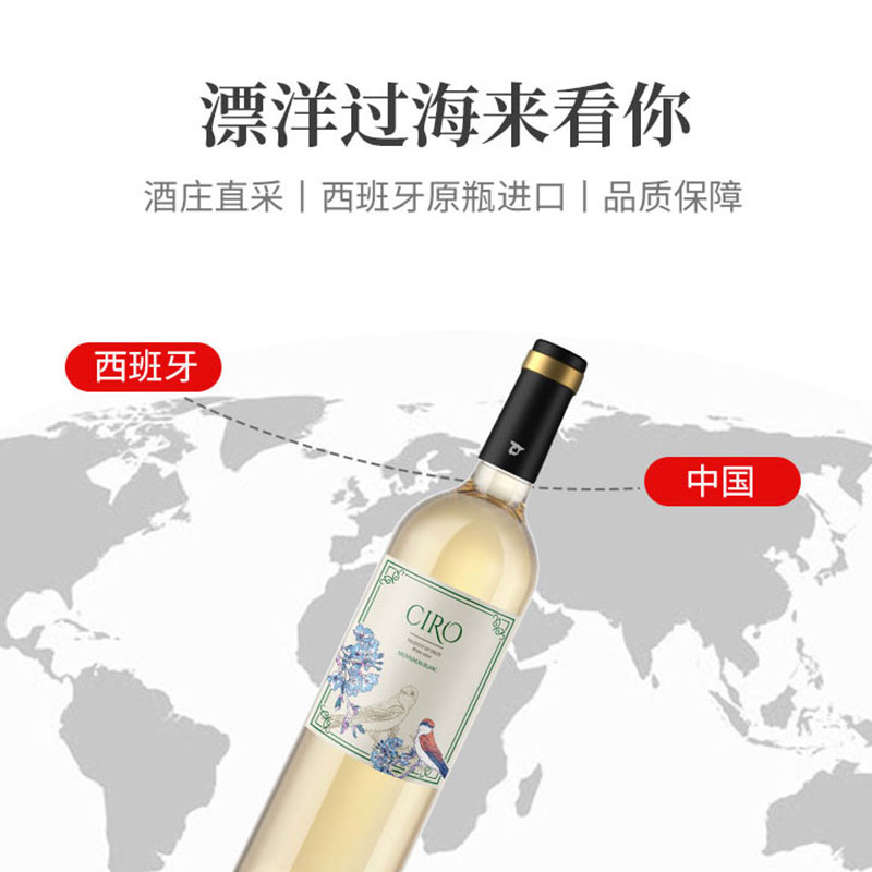 西班牙原瓶原装进口达颜自然之声长相思干白葡萄酒750ml*6高清大图