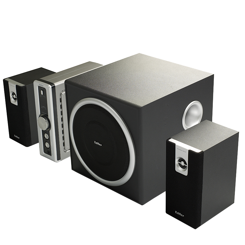 漫步者(EDIFIER)C2 多媒体2.1声道+功放电脑音箱 木质低音炮音响 黑色