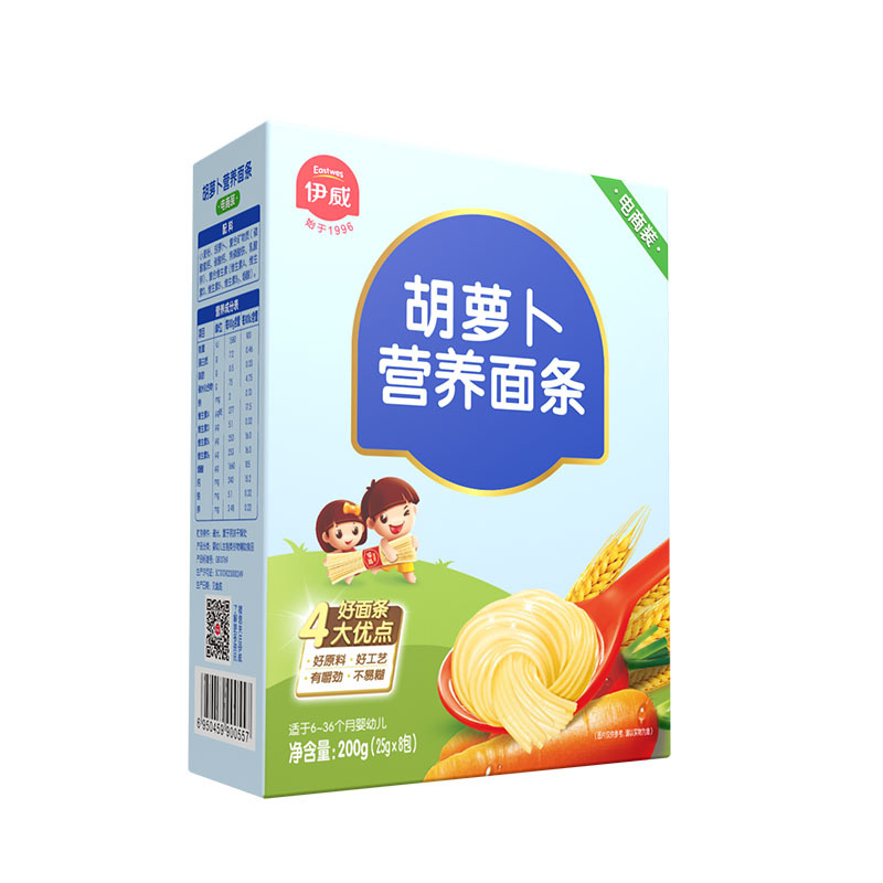 伊威营养面条宝宝辅食婴幼儿童线面6-36个月胡萝卜营养面条200g
