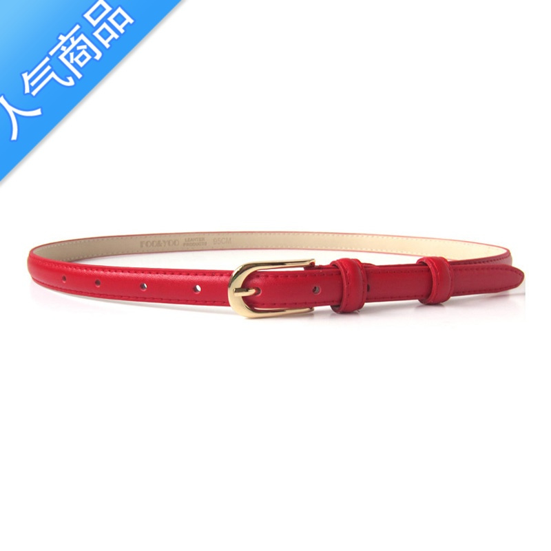 SUNTEK时尚简约百搭黑色白色细皮带女生配裙子装饰连衣裙小腰带