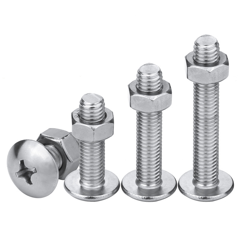 m3m4304不锈钢螺栓螺母组合大扁头阿斯卡利螺丝钉螺帽盘头机丝1050mm