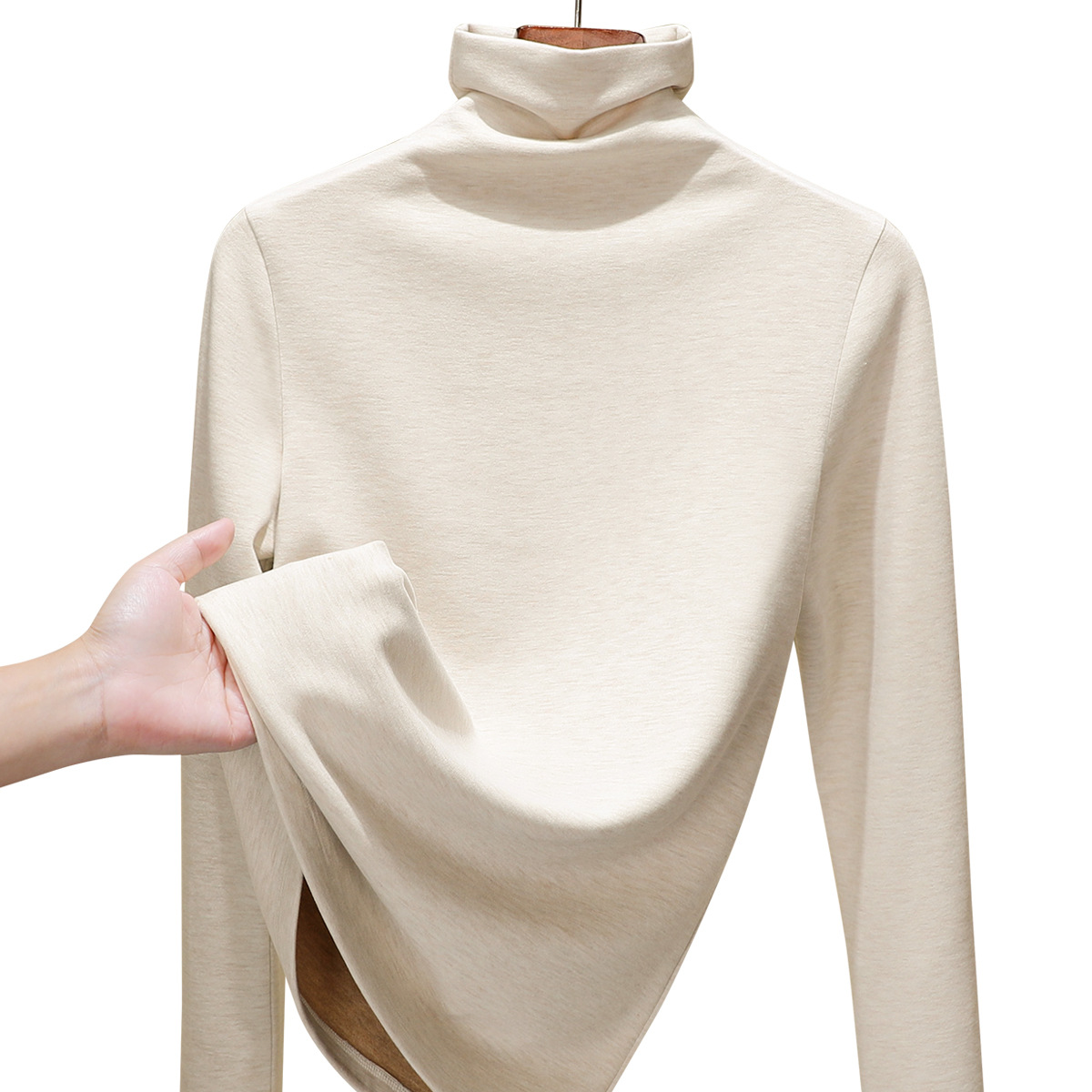 羊毛蚕丝高领打底衫女25秋衣保暖内衣发热暖绒内搭长袖T恤上衣冬_76高清大图