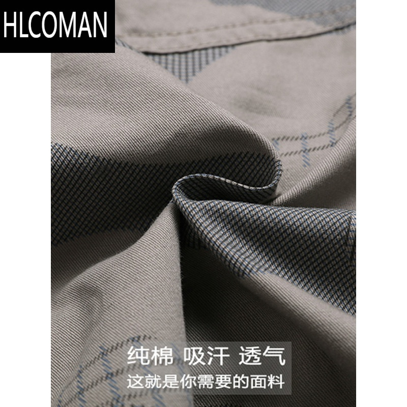 HLCOMAN短裤男夏季2025新款休闲运动百搭爸爸7分直筒中年人七分马裤中裤