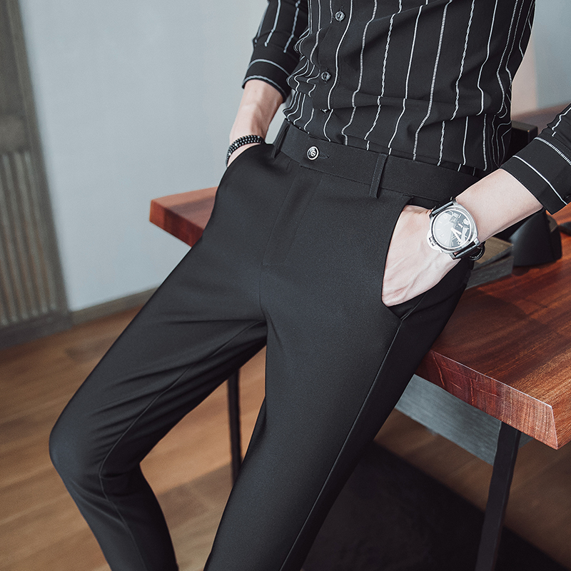 型师司仪九分裤男士休闲裤小礼服小脚裤韩版英伦风弹力修身型