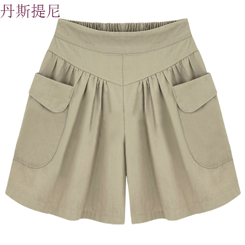 加肥加大码阔腿短裤女夏装胖MM200斤宽松休闲短裤松紧腰热裤薄款