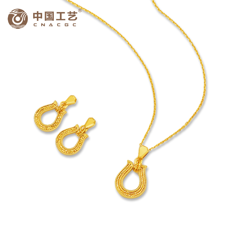 [七夕精选]足金999 5G蛇年马蹄套装 耳饰