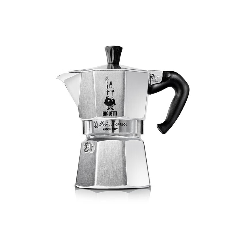 【比乐蒂7327】比乐蒂摩卡壶 意式咖啡壶家用户外露营 2杯份(双阀)新钻石底 BIALETTI-045 银色
