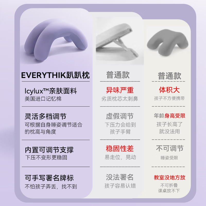 EVERYTHINK睡洞 YS3 趴枕-花花款 紫色高清大图