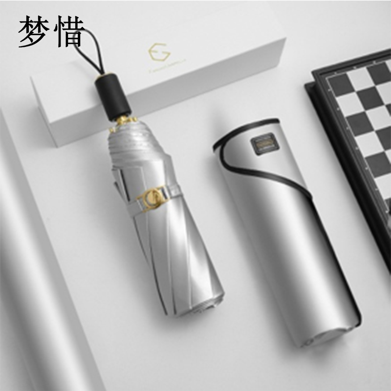 梦惜 手动铝合金玻纤伞架 钛银伞布 橡胶漆手柄晴雨伞 YF-S2021025/把高清大图