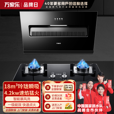 万家乐 油烟机灶具套餐 烟灶两件套AL031+LAY3 侧吸18立方大吸力油烟机燃气灶套装 天然气