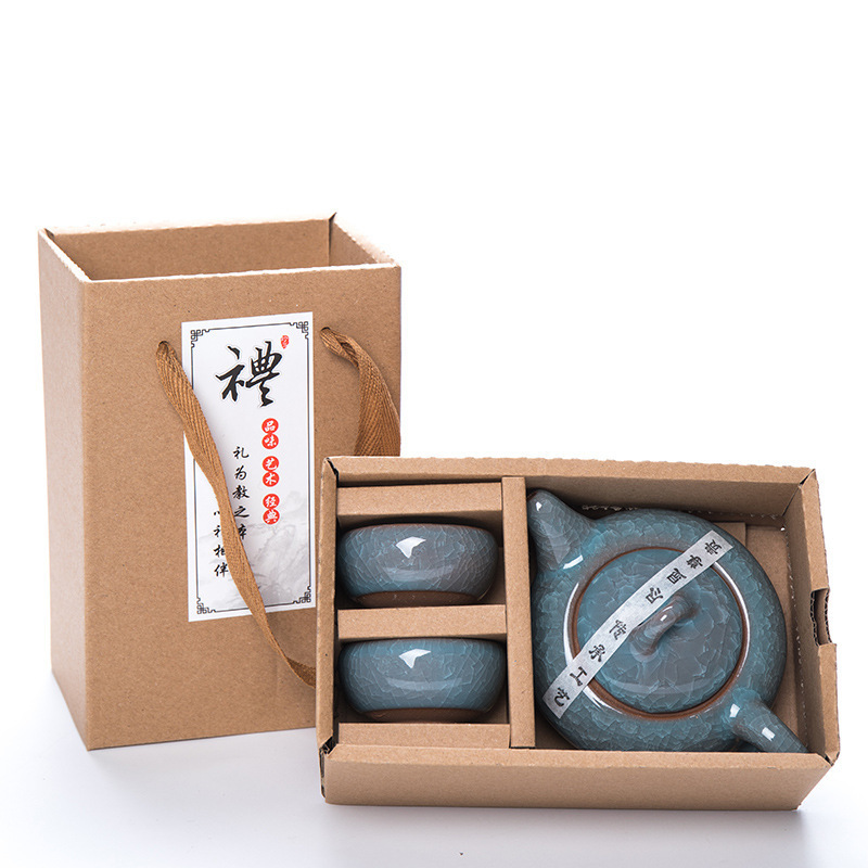 华普思陶瓷功夫茶具套装整套小礼品茶水分离礼盒茶礼盒 五彩一壶四杯[普通盒]高清大图