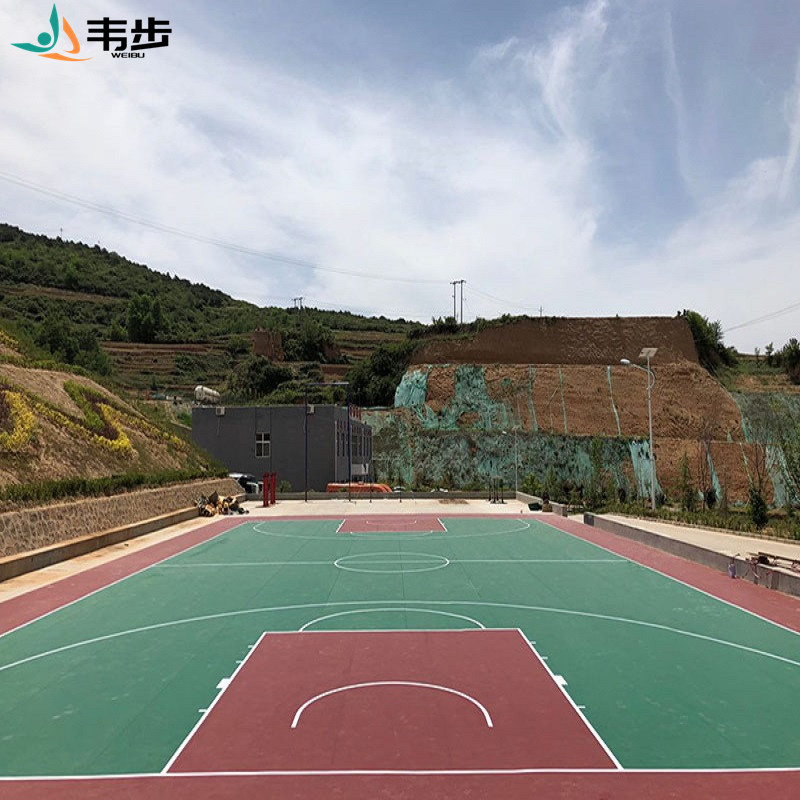 韦步篮球场地胶室外弹性运动地板羽毛球场地PFO户外专用塑胶地垫高清大图