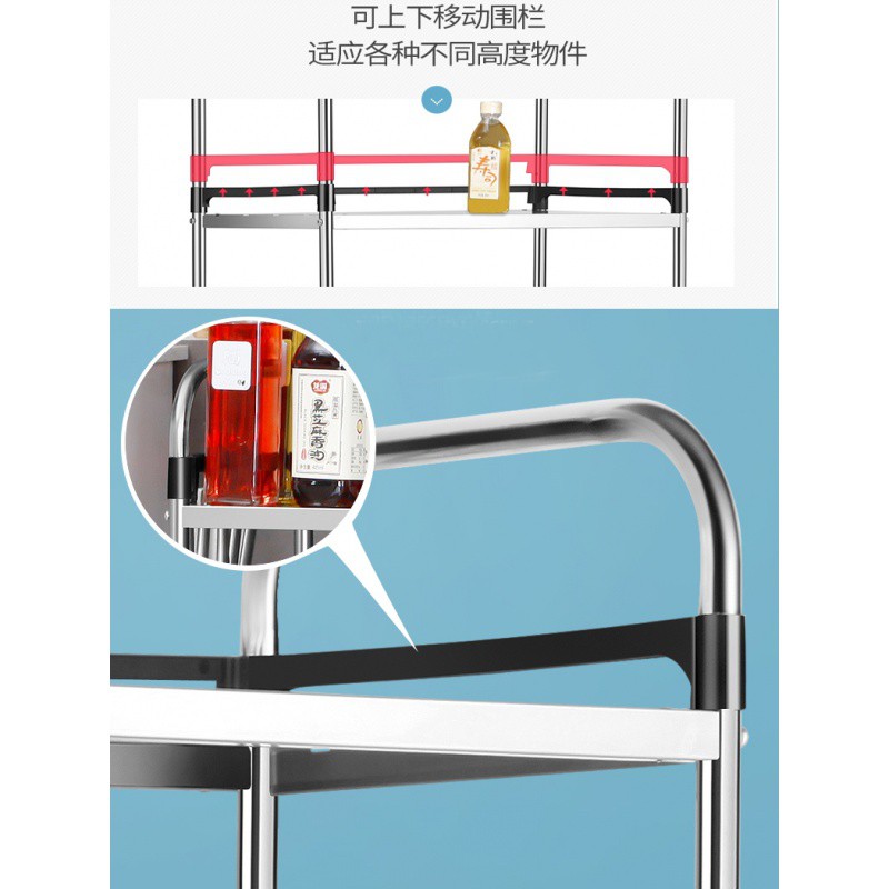 不锈钢厨房置物架落地多层收纳架厨房用品烤箱微波炉储物家用架子收纳层架 三维工匠高清大图