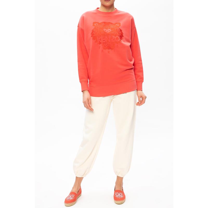 高田贤三(Kenzo)粉红虎头印花棉质圆领长袖运动卫衣女款休闲百搭高清大图