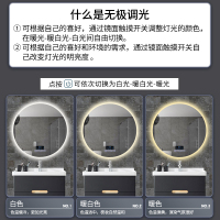 正山 圆形led浴室镜语音触摸屏防雾智能镜卫生间化妆带灯镜壁挂式