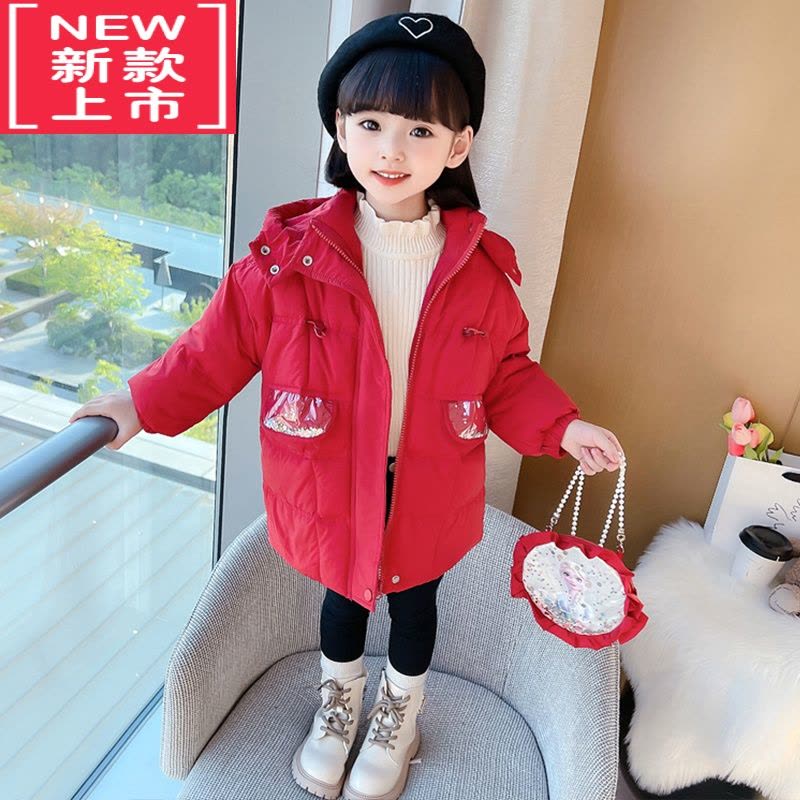 可莉允女童冬季加厚羽绒服女宝宝洋气韩版中长款羽绒棉服小儿童休闲冬装图片