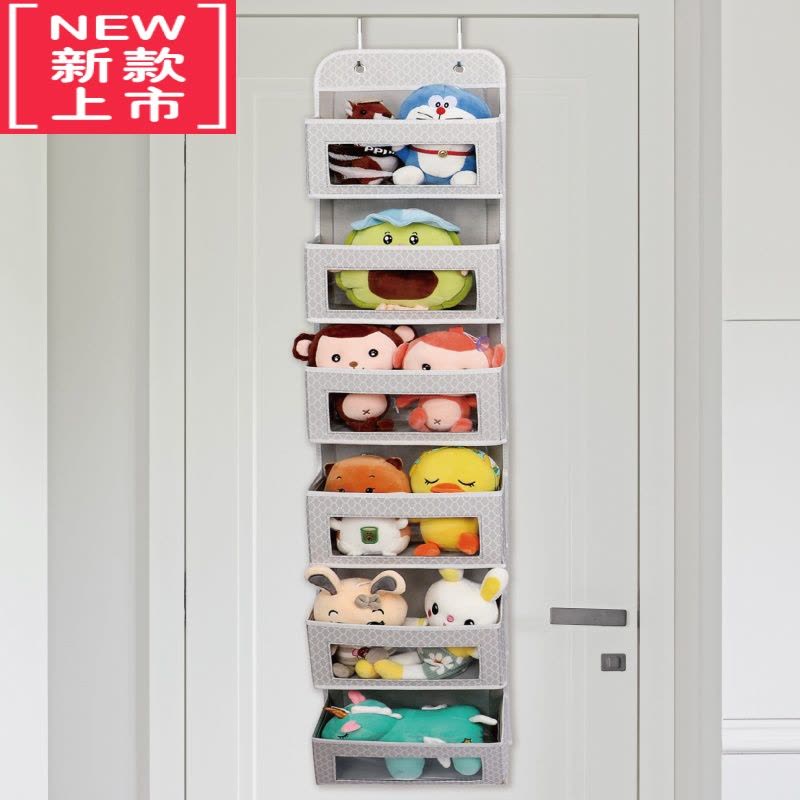 可莉允门后棉花娃娃收纳器家用整理玩偶公仔墙挂柜侧置物墙上收纳挂袋图片