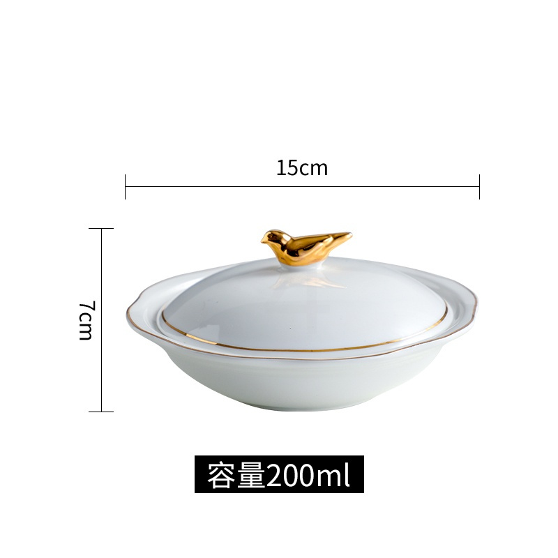 金/鸟顶6英寸牛油碟200毫升 高典 燕窝碗小米辽参盅带盖加热保温炉套装陶瓷炖盅碗汤盅鱼翅碗