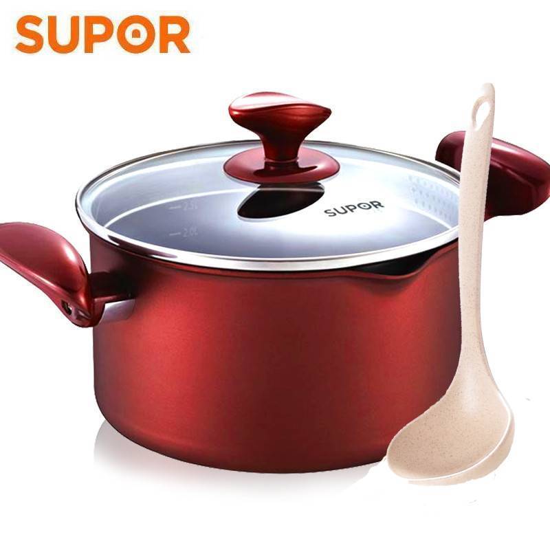 苏泊尔supor汤锅溢彩不粘锅汤锅火锅pt20k1奶锅20cm复底电磁炉燃气