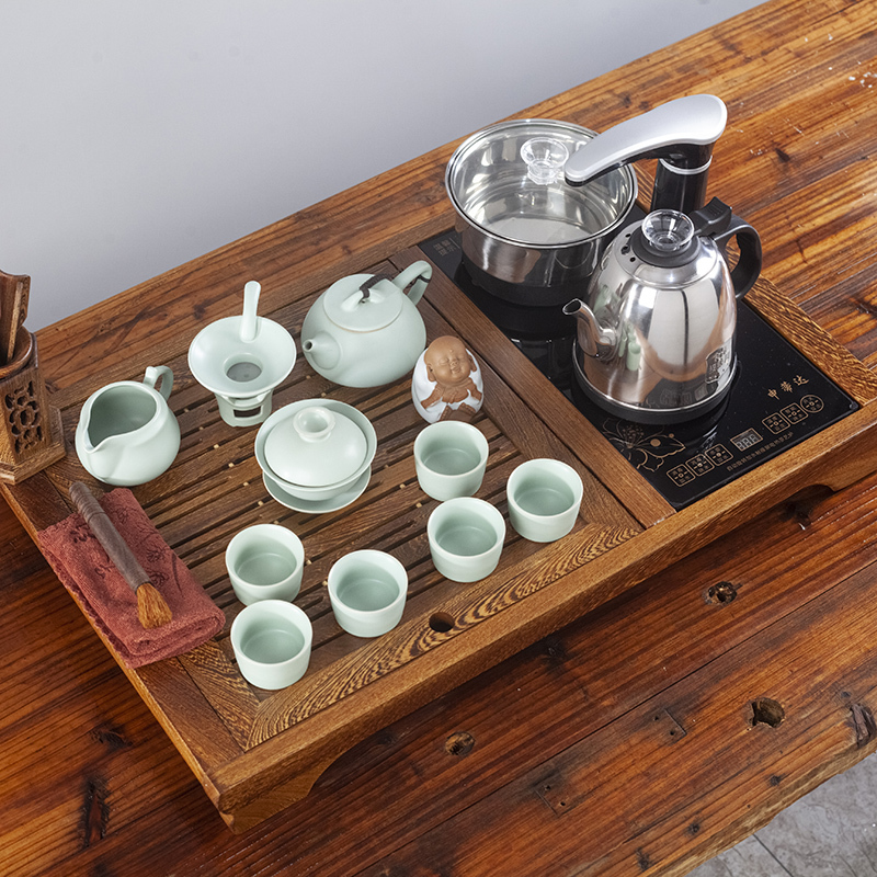 唐宏坊 鸡翅木实木茶具套装全自动一体茶盘套装 办公室茶具家用简约茶台茶海 功夫茶具套装 自动上水壶 款式二