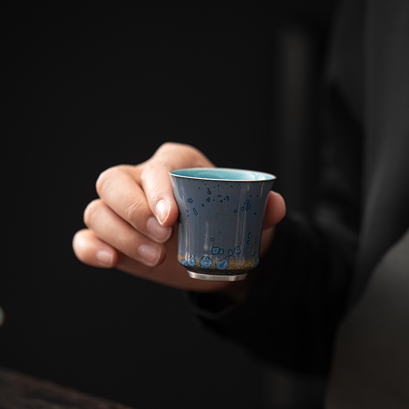 苏氏陶瓷(SUSHI CERAMICS)国礼蓝黛鎏银美人壶盖碗大套装功夫茶具非遗大师郑文强作品