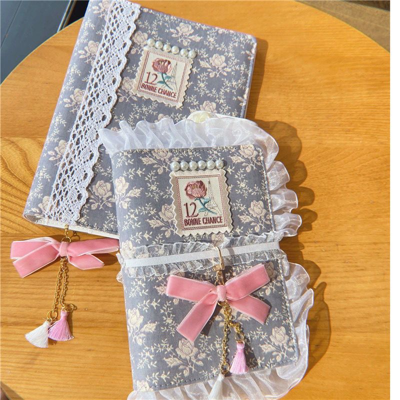 可爱少女心活页套装日系本子女生日记玫瑰手帐本布艺蕾丝边笔记本