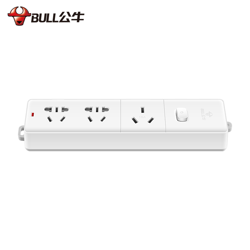 公牛(BULL)GN-406D大功率16A空调插座 3位总控全长1.8米送10A头 插座/插线板/插排/排插