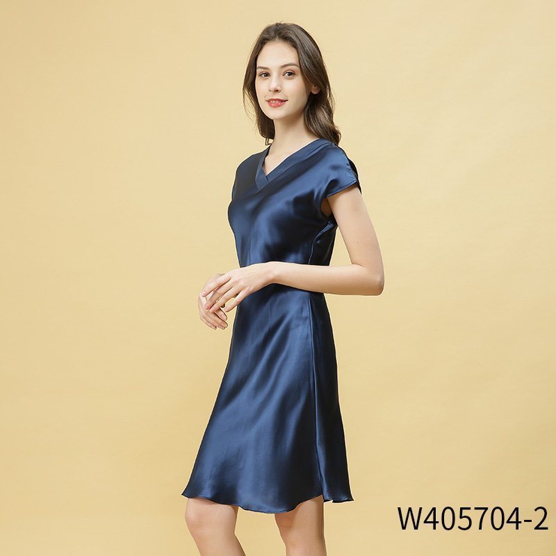 美帮汇100真丝睡裙秋冬无袖真丝睡衣睡裙女桑蚕丝睡裙性感色高清大图