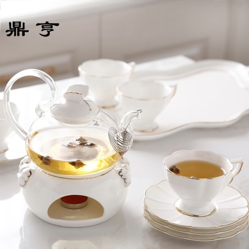 鼎亨日系蝴蝶花茶具套装陶瓷玻璃英式下午茶壶水果花茶壶茶具茶杯