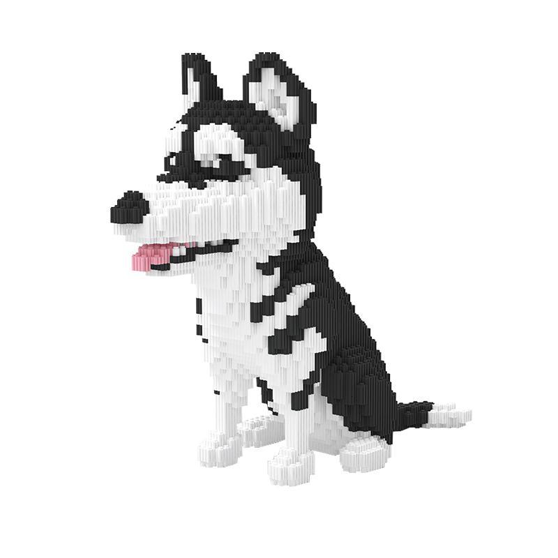 微成人钻石拼装小颗粒积木玩具兼容乐高宠物狗哈士奇柯基熊猫xz8037