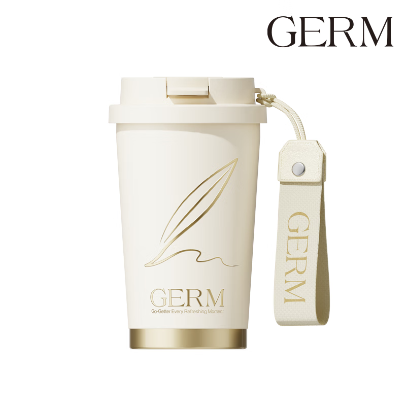 格米(germ)闪耀保温杯车载男女士双饮咖啡杯316不锈钢大容量吸管水杯 奶昔白390ML高清大图