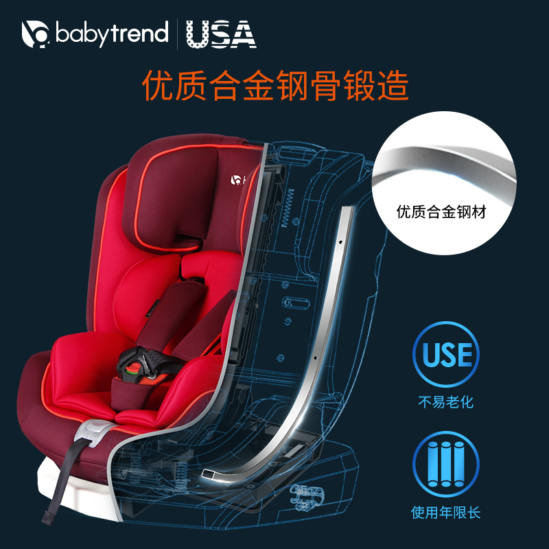 美国Babytrend钢骨架儿童汽车安全座椅婴儿宝宝车载安全座椅0-4-12岁isofix紫色