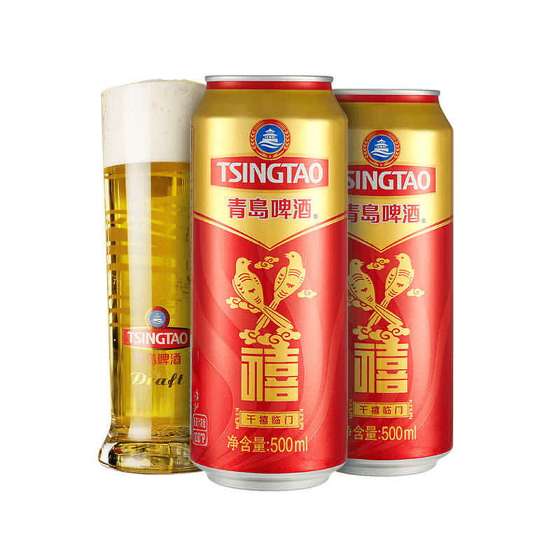 青岛啤酒(TSINGTAO)禧罐10度500ml*12罐 整箱装
