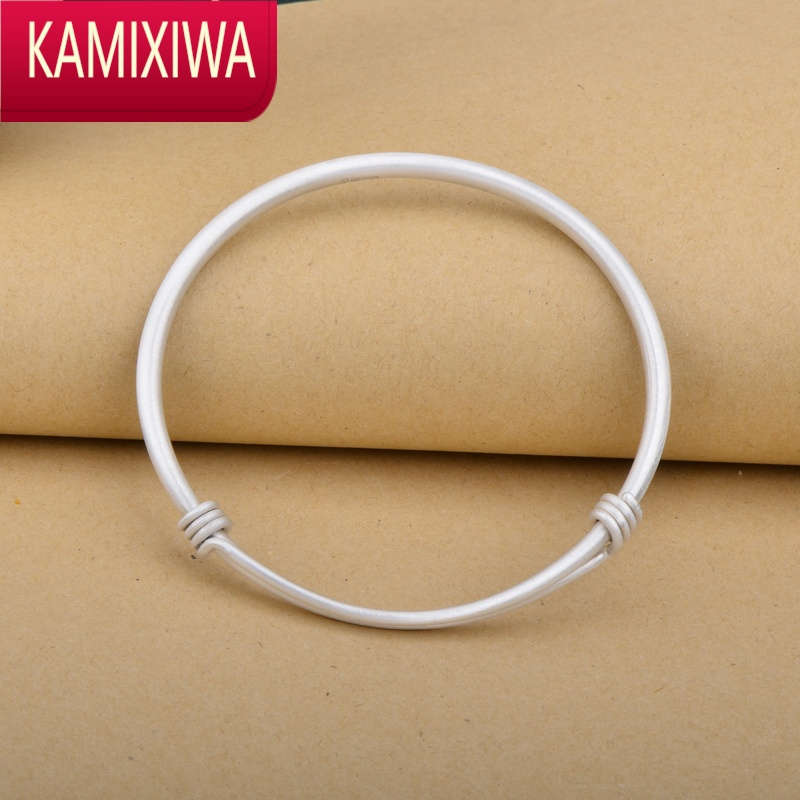 kamixiwa古法银手镯女9999银传承手工简约足银实心镯子可刻字小众网红