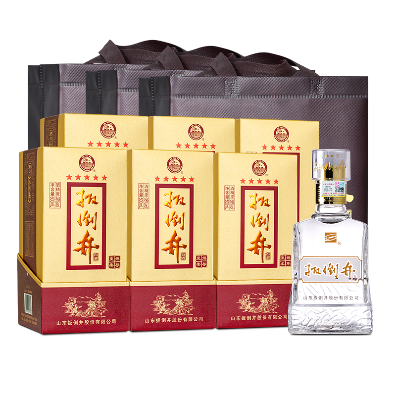 扳倒井绵柔至尊38度500ml6瓶装浓香型白酒礼盒整箱装纯粮酒配手提袋