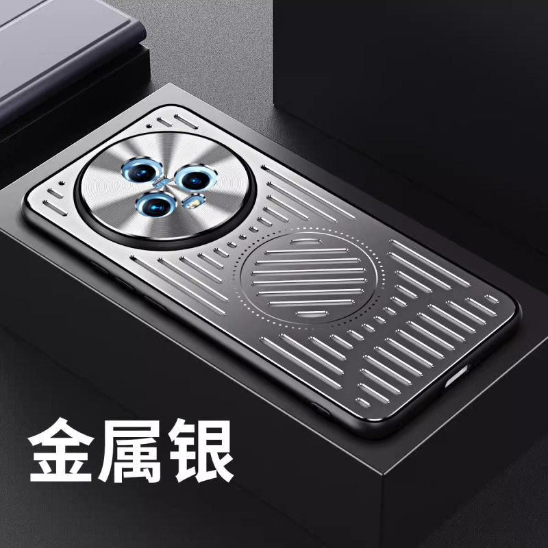 安美宝 荣耀magic5手机壳金属散热壳荣耀magic5Pro外壳镜头全包保护套铝合金后壳磨砂壳磁吸软硅胶防摔壳