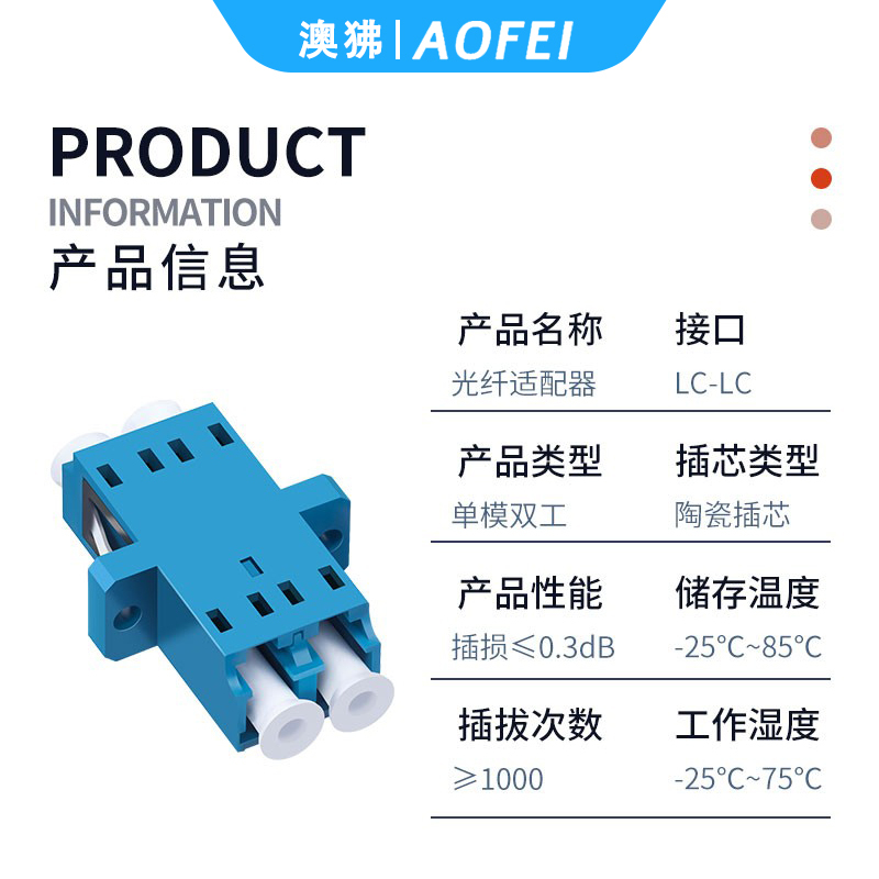 澳狒 LC-CC 光纤转接头光纤适配器耦合器转接法兰盘 LC双工 10个