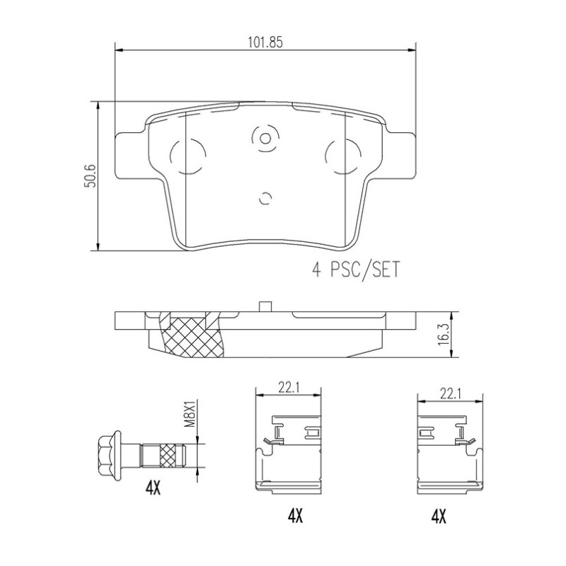 布雷博(brembo)后刹车片.陶瓷P24063N适用于05-07款蒙迪欧
